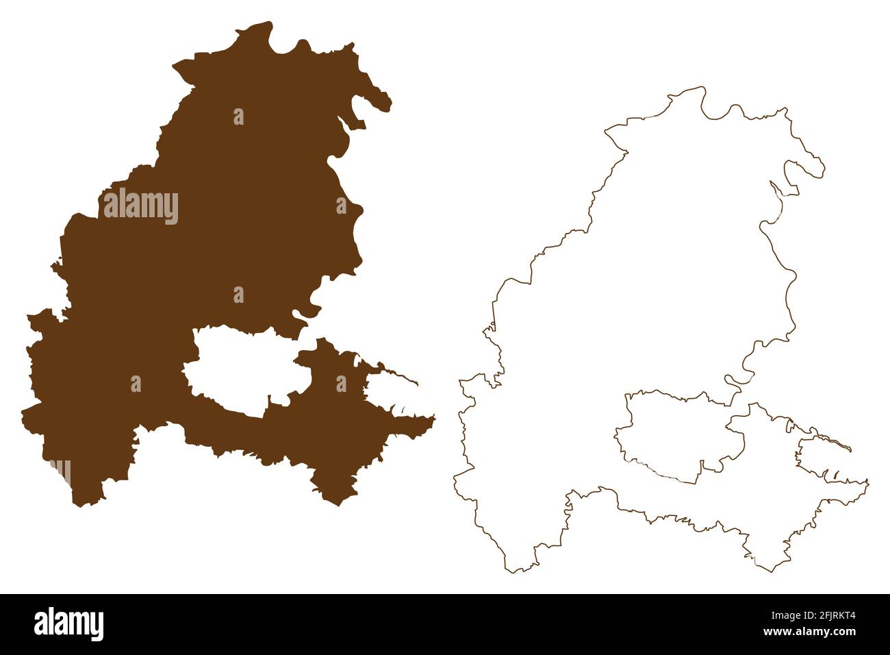 Distretto di Kassel (Repubblica federale di Germania, distretto rurale regione di Kassel, stato di Assia, Assia, Assia) illustrazione vettoriale mappa, abbozzare schizzo S Illustrazione Vettoriale