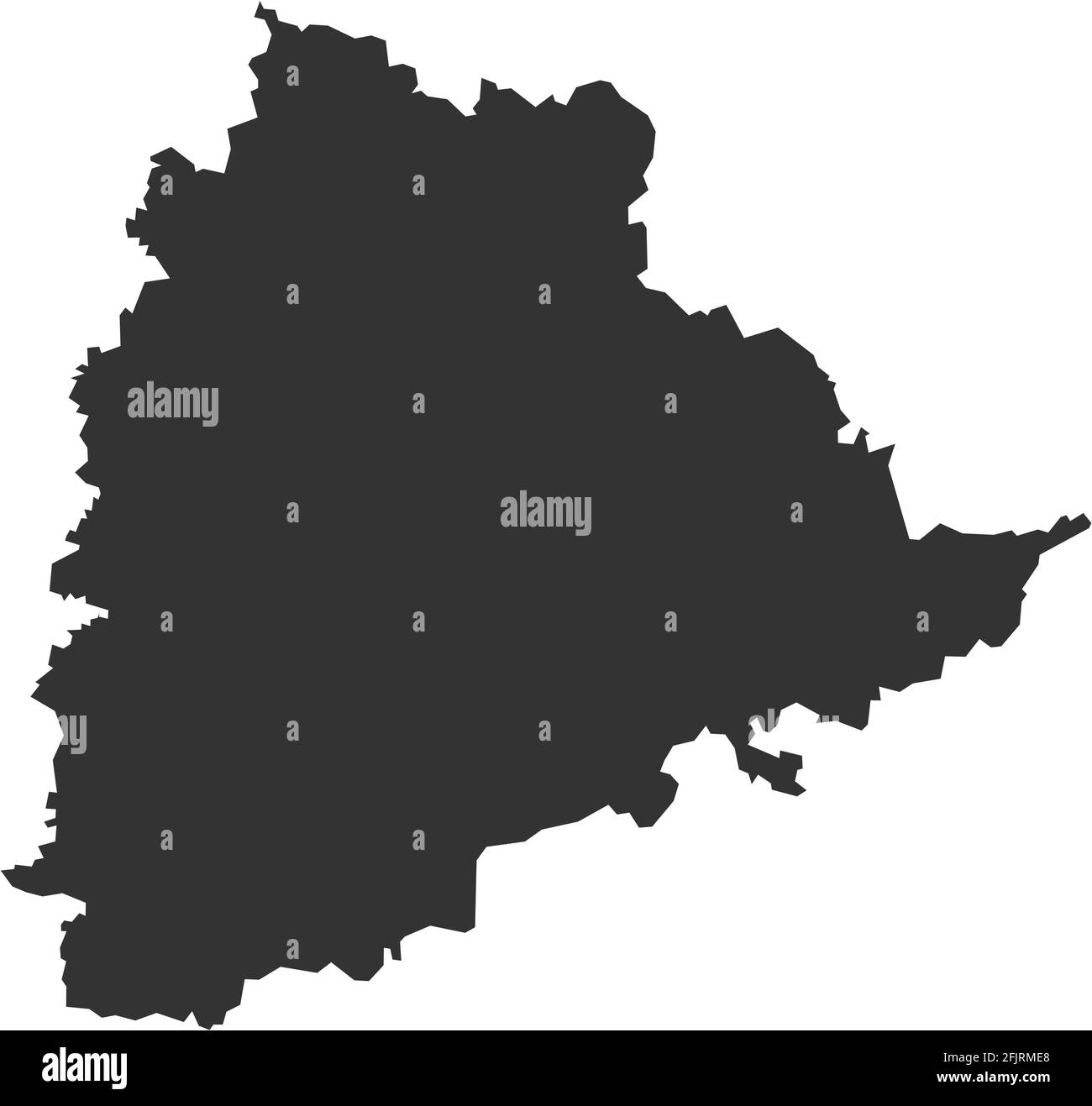 Mappa dello stato indiano di Telangana. Sfondo grigio scuro. Concetti aziendali e background geografici. Illustrazione Vettoriale