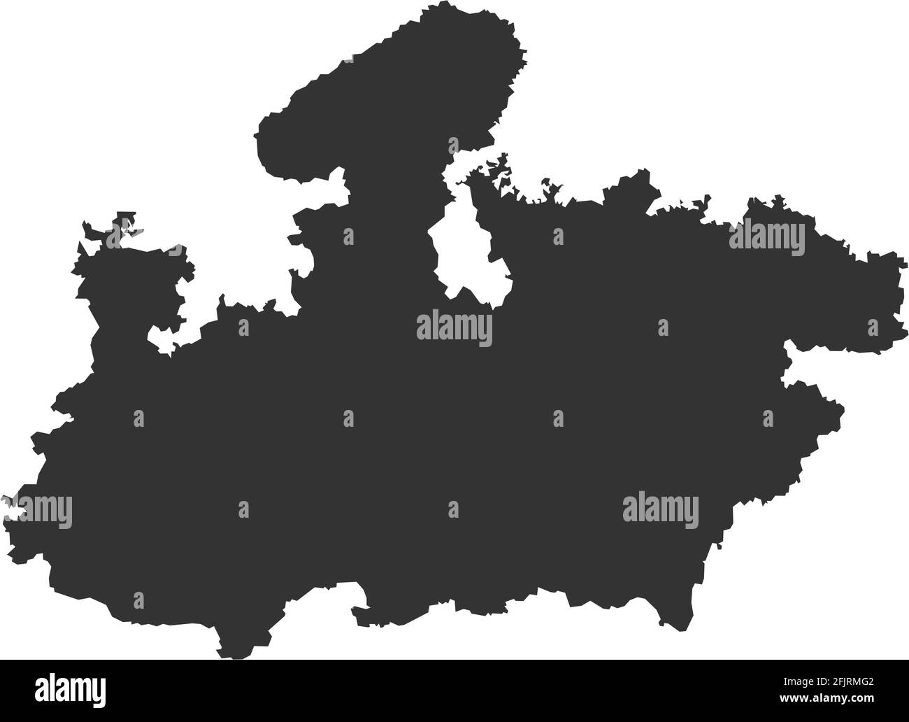 Mappa dello stato indiano di Madhya pradesh. Sfondo grigio scuro. Progettazione grafica dei concetti aziendali. Illustrazione Vettoriale