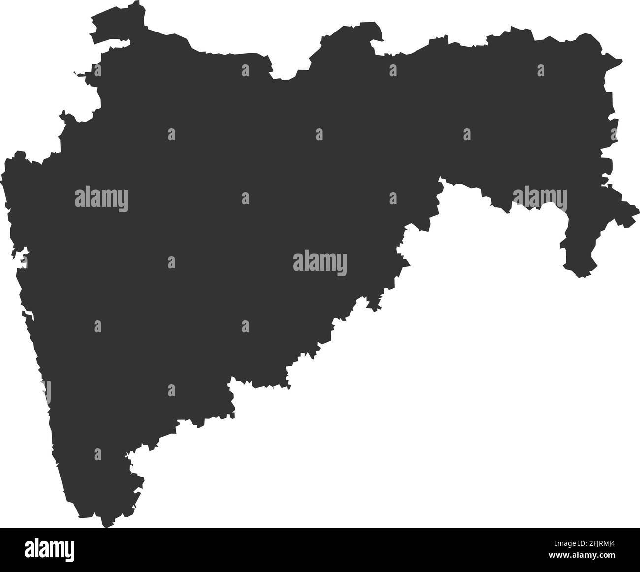 Mappa dello stato indiano di Maharashtra. Sfondo grigio scuro. Progettazione grafica dei concetti aziendali. Illustrazione Vettoriale