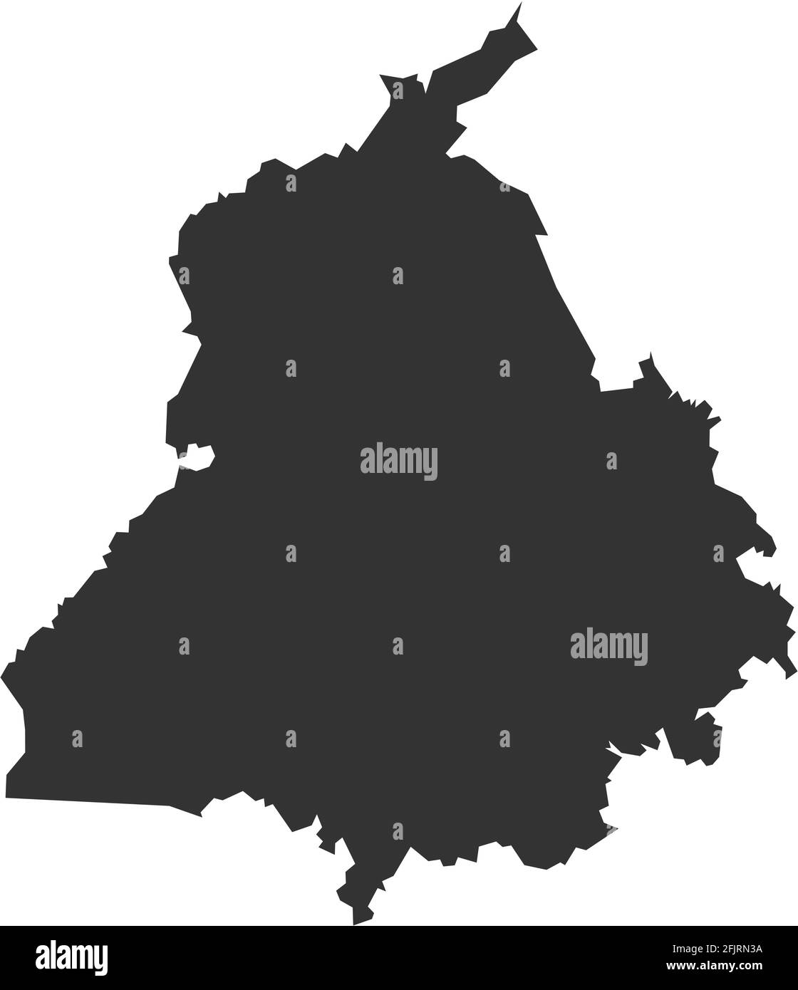 Mappa dello stato indiano del Punjab. Sfondo grigio scuro. Progettazione grafica dei concetti aziendali. Illustrazione Vettoriale