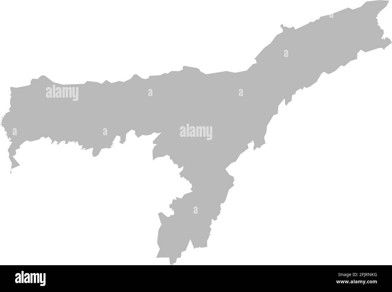 Mappa dello stato indiano di Assam. Sfondo grigio chiaro. Progettazione grafica dei concetti aziendali. Illustrazione Vettoriale