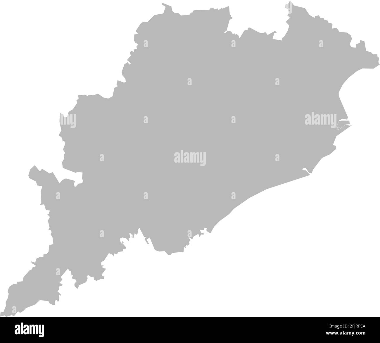 Mappa dello stato indiano di Odisha. Sfondo grigio chiaro. Progettazione grafica dei concetti aziendali. Illustrazione Vettoriale