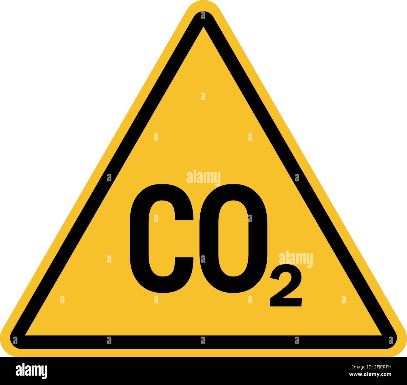 Segnale di avvertenza CO2. Il gas di anidride carbonica ventila questa zona. Simboli e segnali di sicurezza. Illustrazione Vettoriale