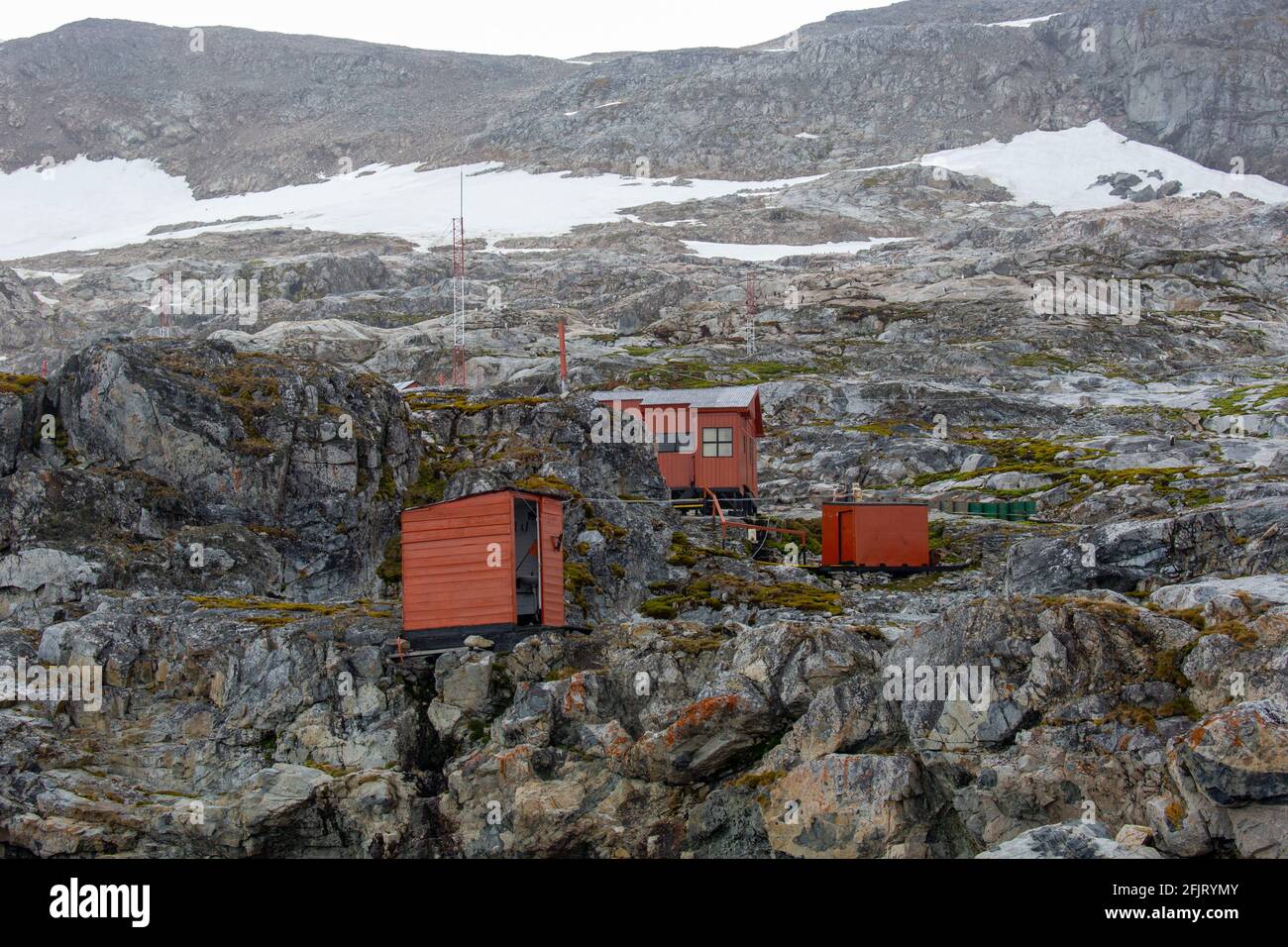 Stazione di ricerca antartica argentina. Stazione Primavera (64º09'S 60º58'W). Situato sulla costa di Danco, sullo stretto di Gerlache. Operativo l'8 marzo 1977 Foto Stock