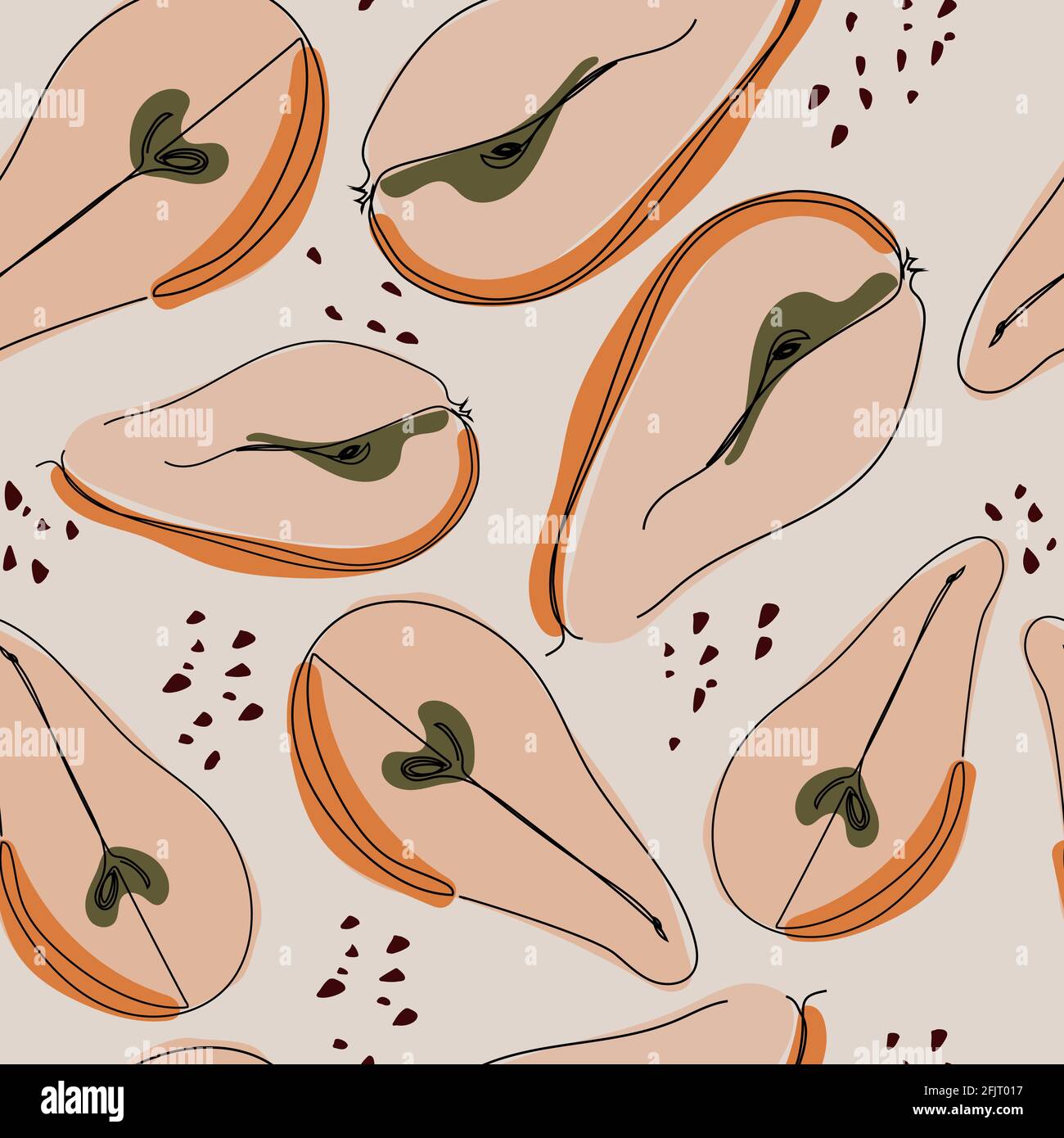 Motivo senza cuciture con pere moderne e alla moda in stile artistico Illustrazione Vettoriale