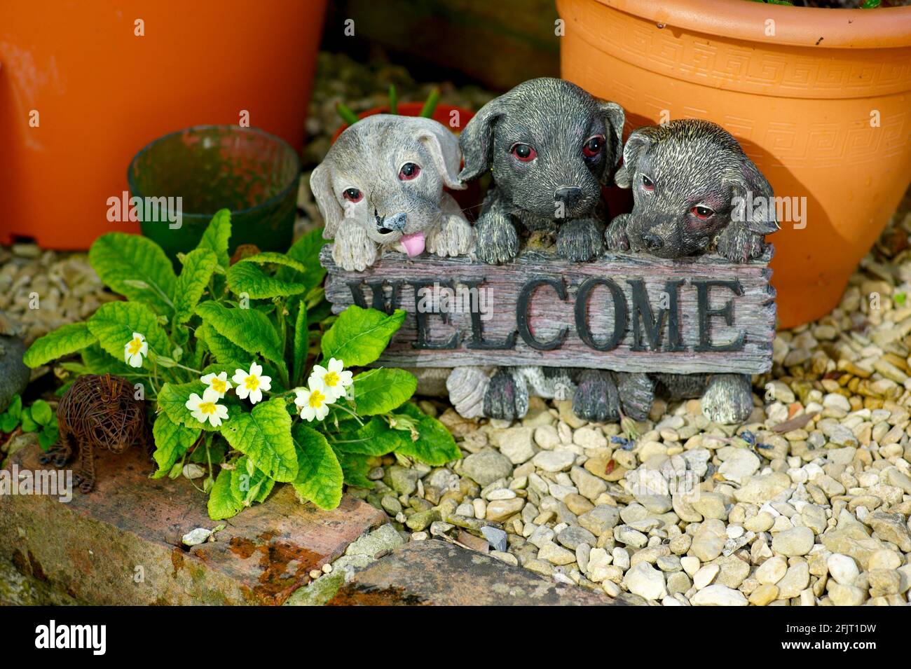 Ornamenti di giardino di kitsch, Regno Unito Foto Stock