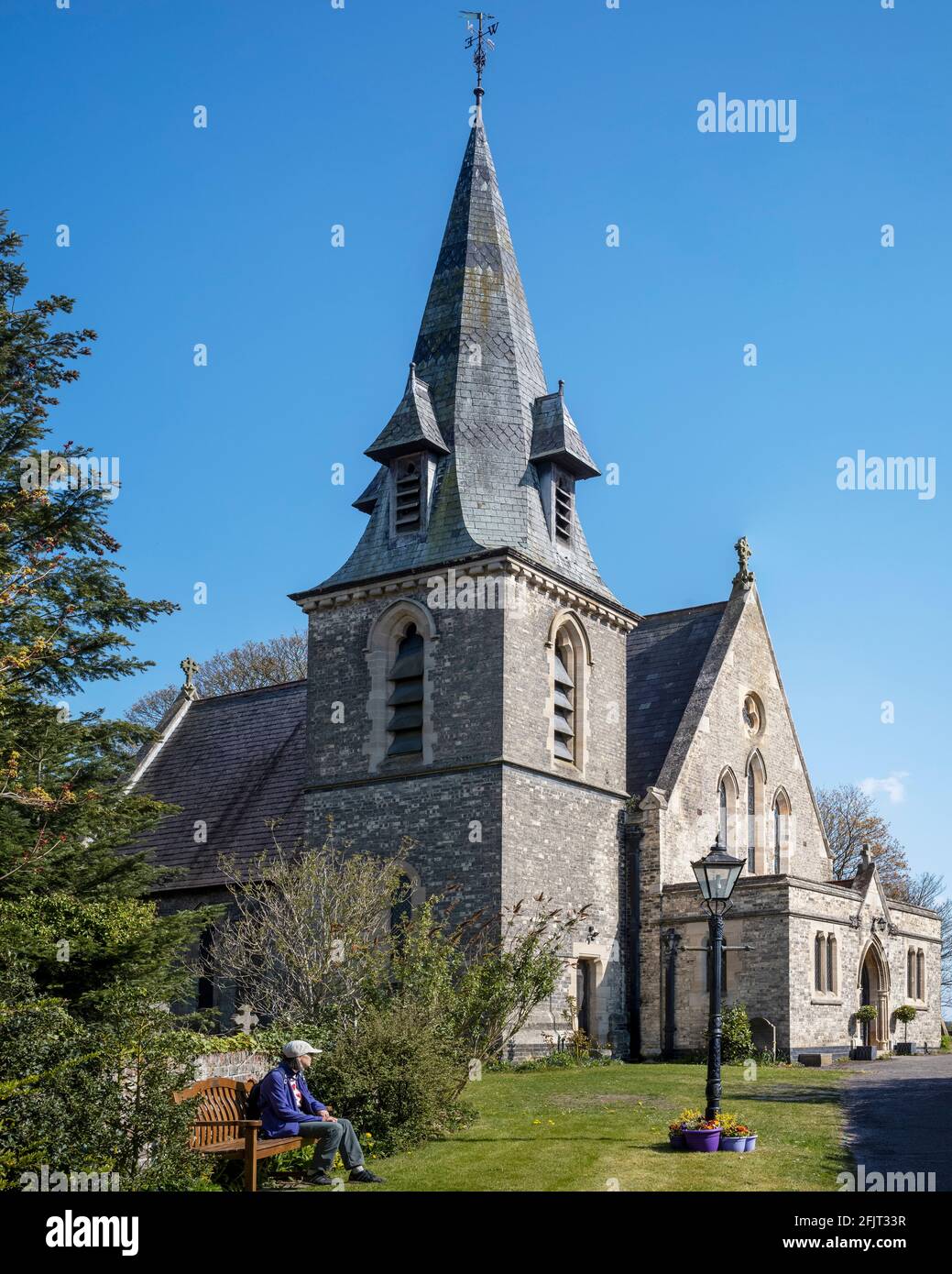 L'attraente Chiesa della Santa Trinità di Revival Gotico a Stockton-on-the-Forest, North Yorkshire, Regno Unito Foto Stock