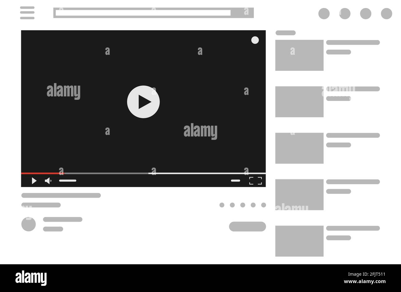 Modello per la pagina del lettore video Illustrazione Vettoriale