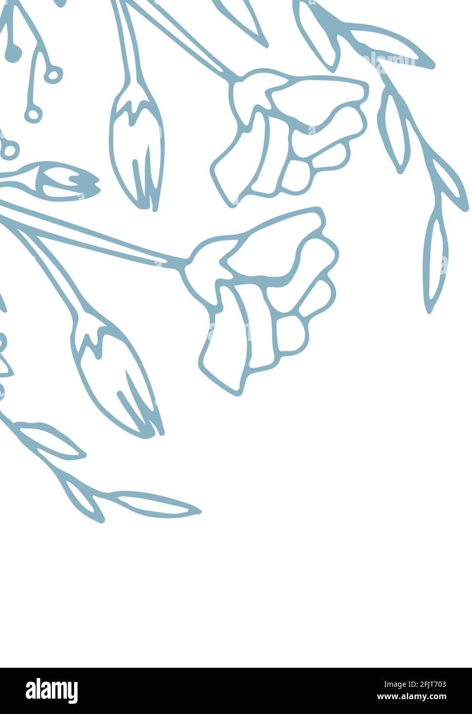Immagine digitale di disegni floreali blu su sfondo bianco Foto Stock