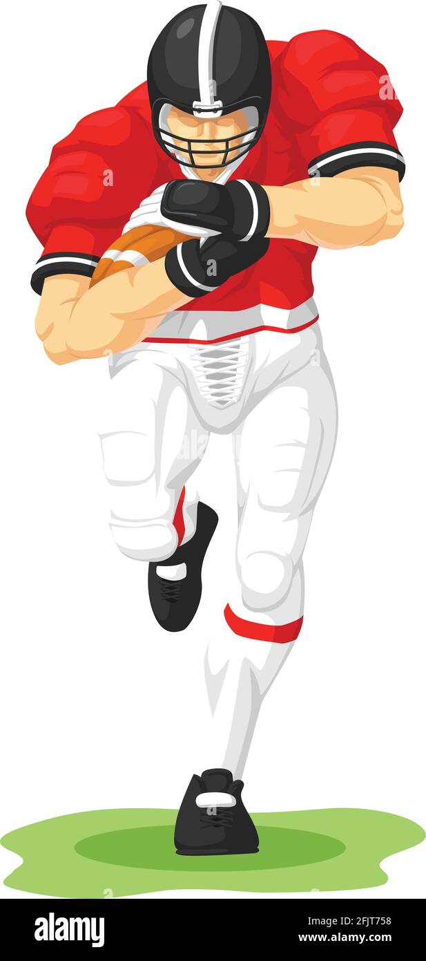 American Football Running Back giocatore Cartoon Illustrazione disegno Illustrazione Vettoriale