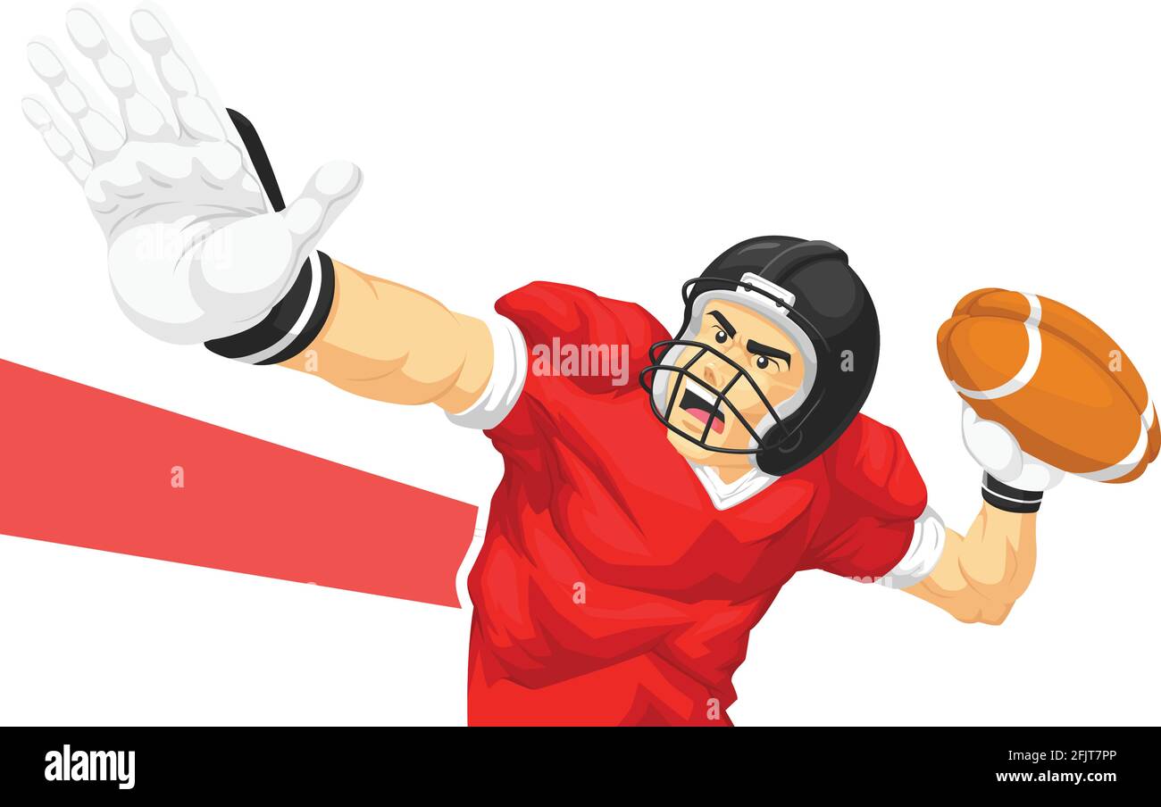 Calcio americano giocatore quarto lancio palla Cartoon disegno Illustrazione Vettoriale