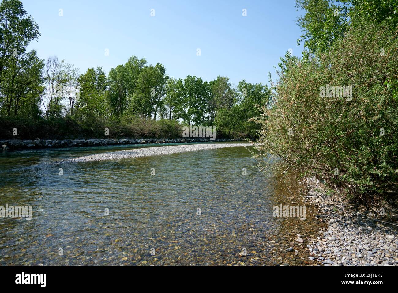 Orzinuovi (Bs), vista sul fiume Oglio Foto Stock