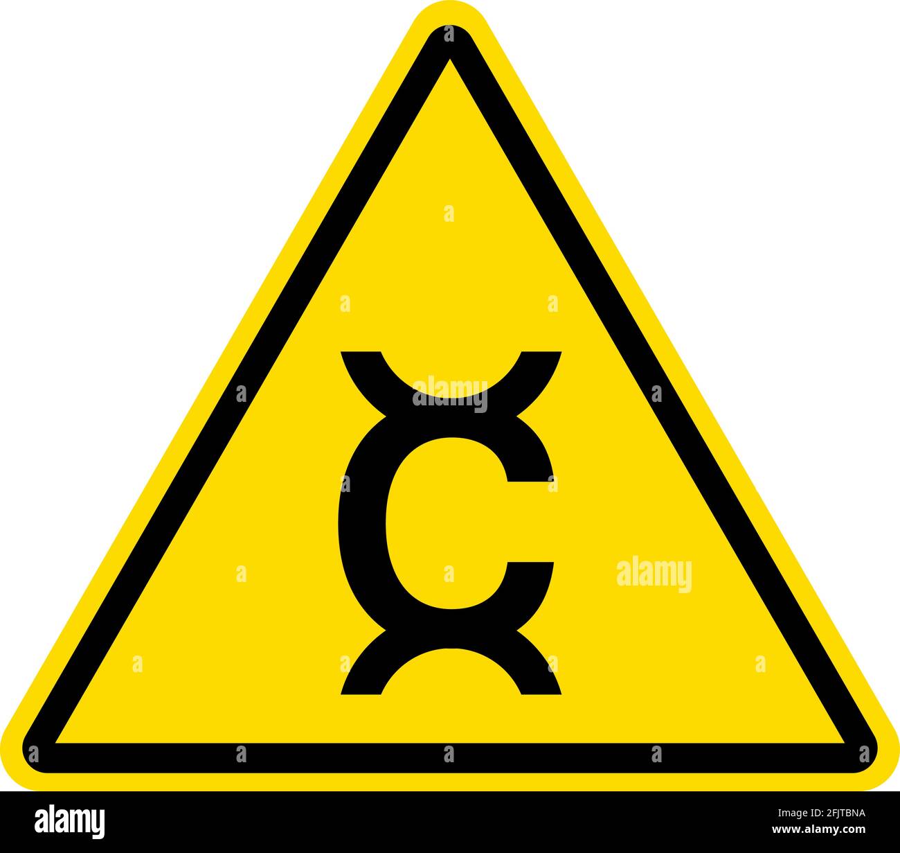 Segnale di avvertenza cancerogeno.sfondo triangolo giallo. Simboli e simboli di sicurezza. Illustrazione Vettoriale