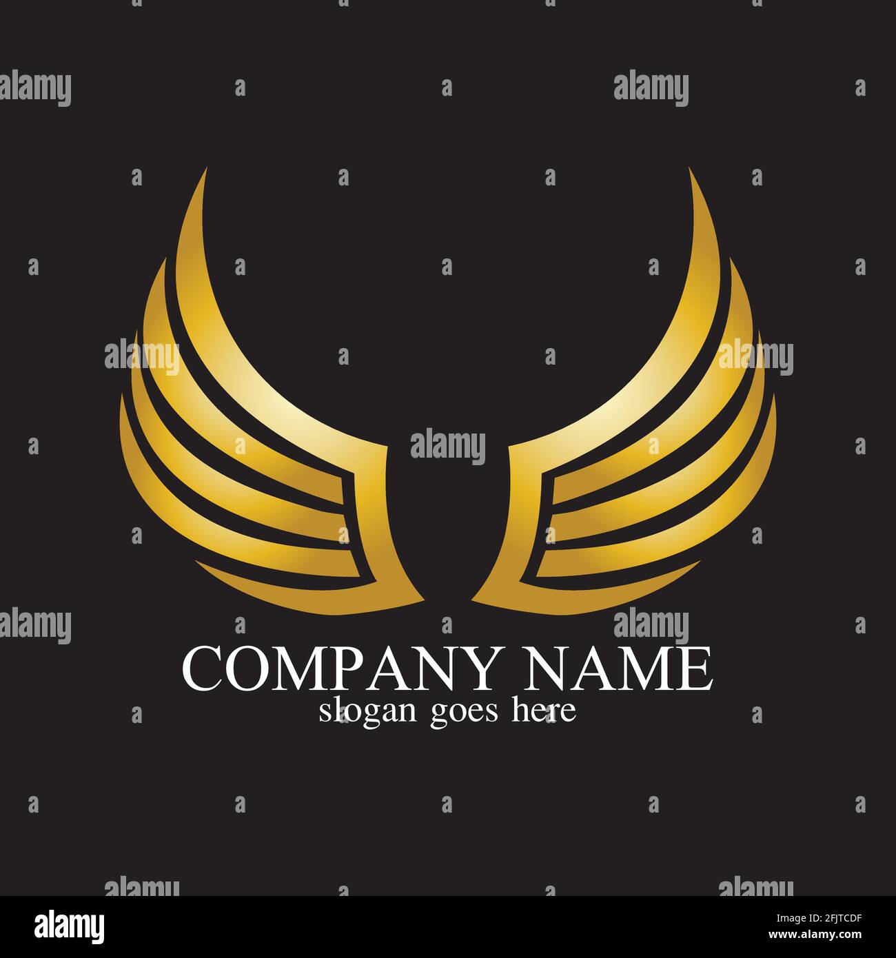 wings oro logo illustrazione vettoriale modello-vettore Illustrazione Vettoriale