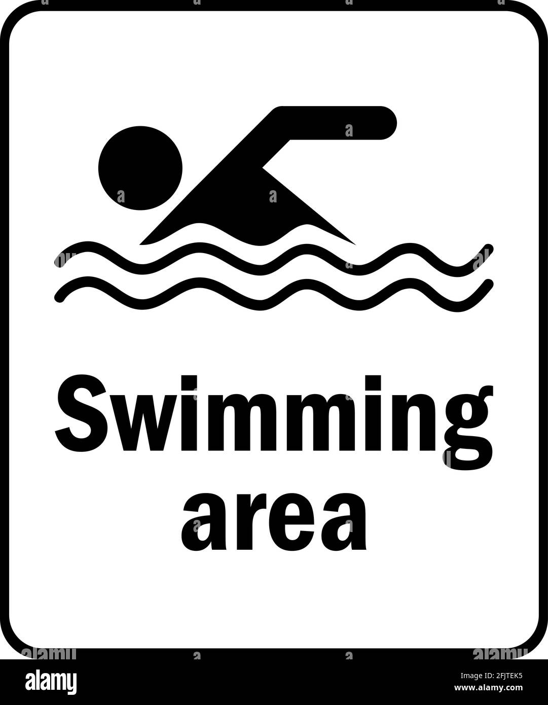 Cartello zona nuoto. Simboli e simboli di sicurezza dell'acqua. Illustrazione Vettoriale