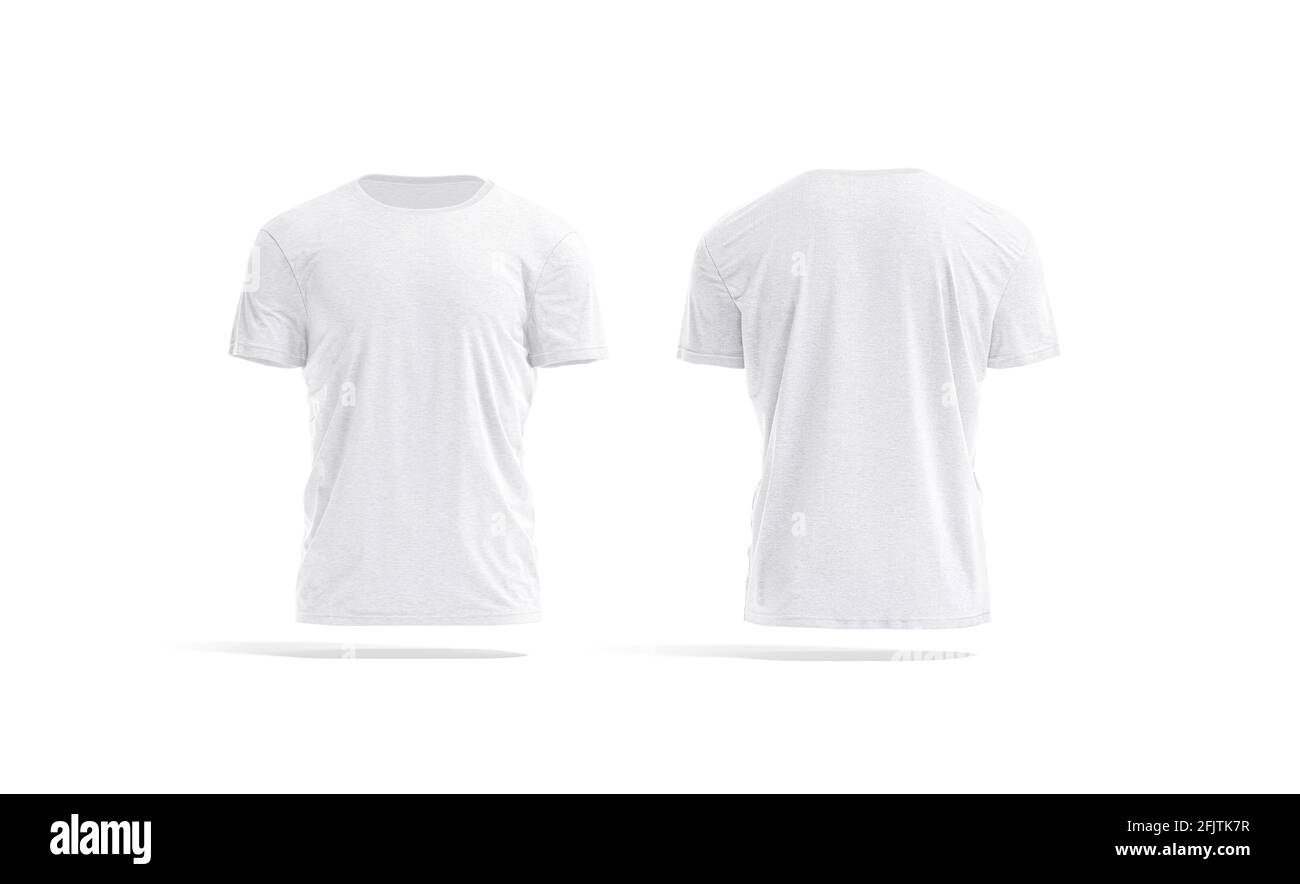 Mockup di t-shirt bianca rugosa, vista frontale e posteriore, rendering 3d.  Tee-shirt casual in cotone vuoto mock-up, isolato. Abbigliamento base  unisex trasparente per Foto stock - Alamy