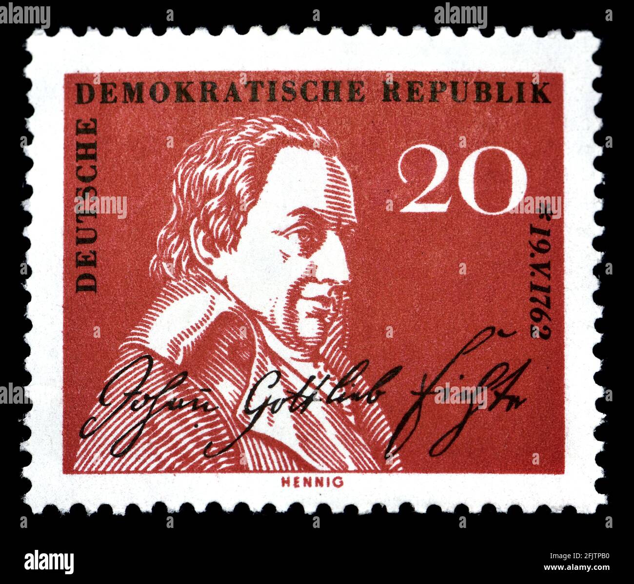 Francobollo della Germania orientale (1962) : Johann Gottlieb Fichte (1762-1814), filosofo - 200° anniversario di nascita Foto Stock