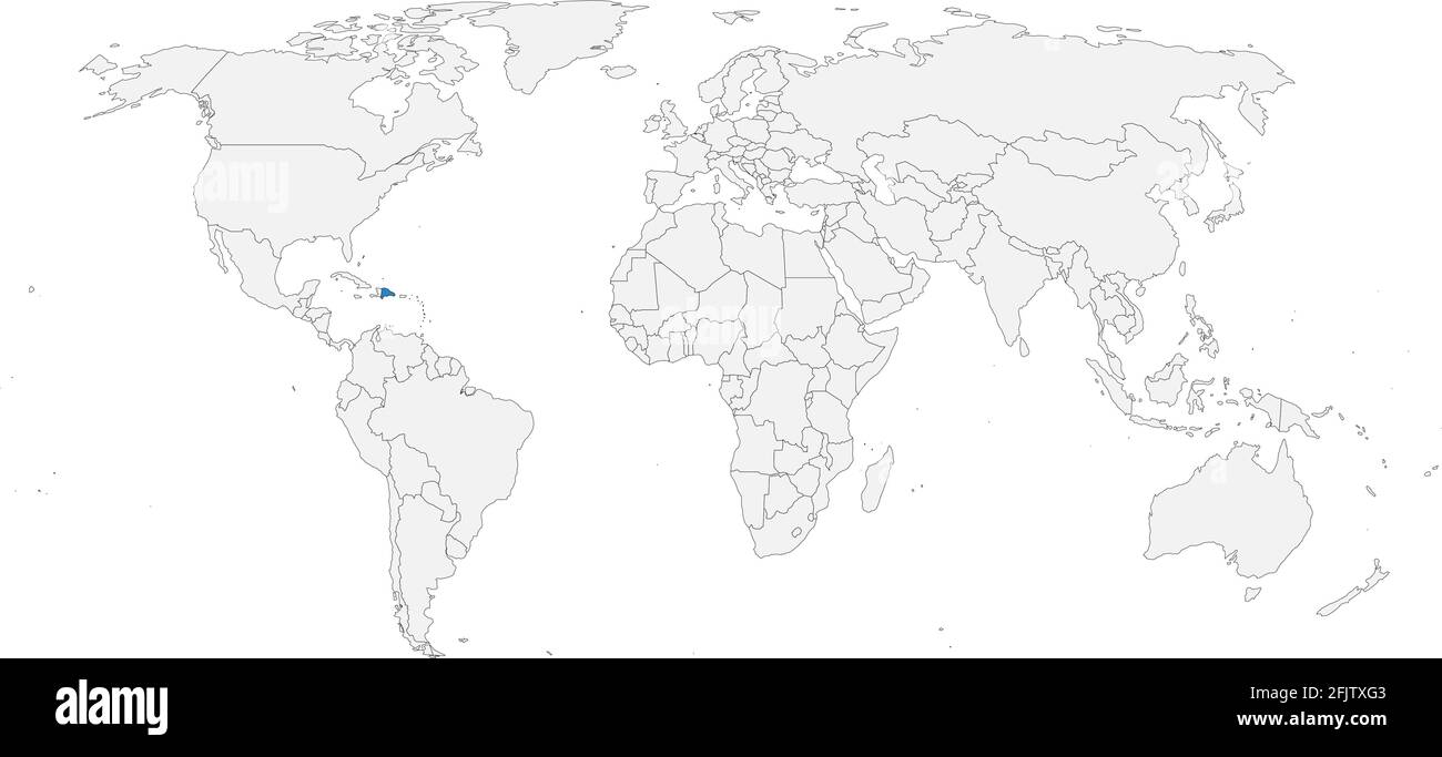 repubblica Dominicana isolata sulla mappa del mondo. Concetti di business e sfondi della mappa geografica. Illustrazione Vettoriale