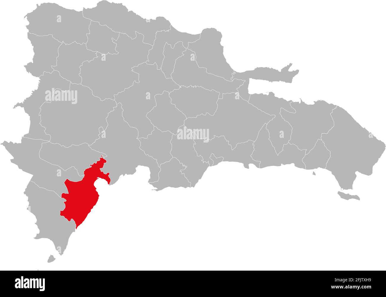 Le province di Barahona isolato Repubblica dominicana mappa. Sfondo grigio. Concetti e background aziendali. Illustrazione Vettoriale