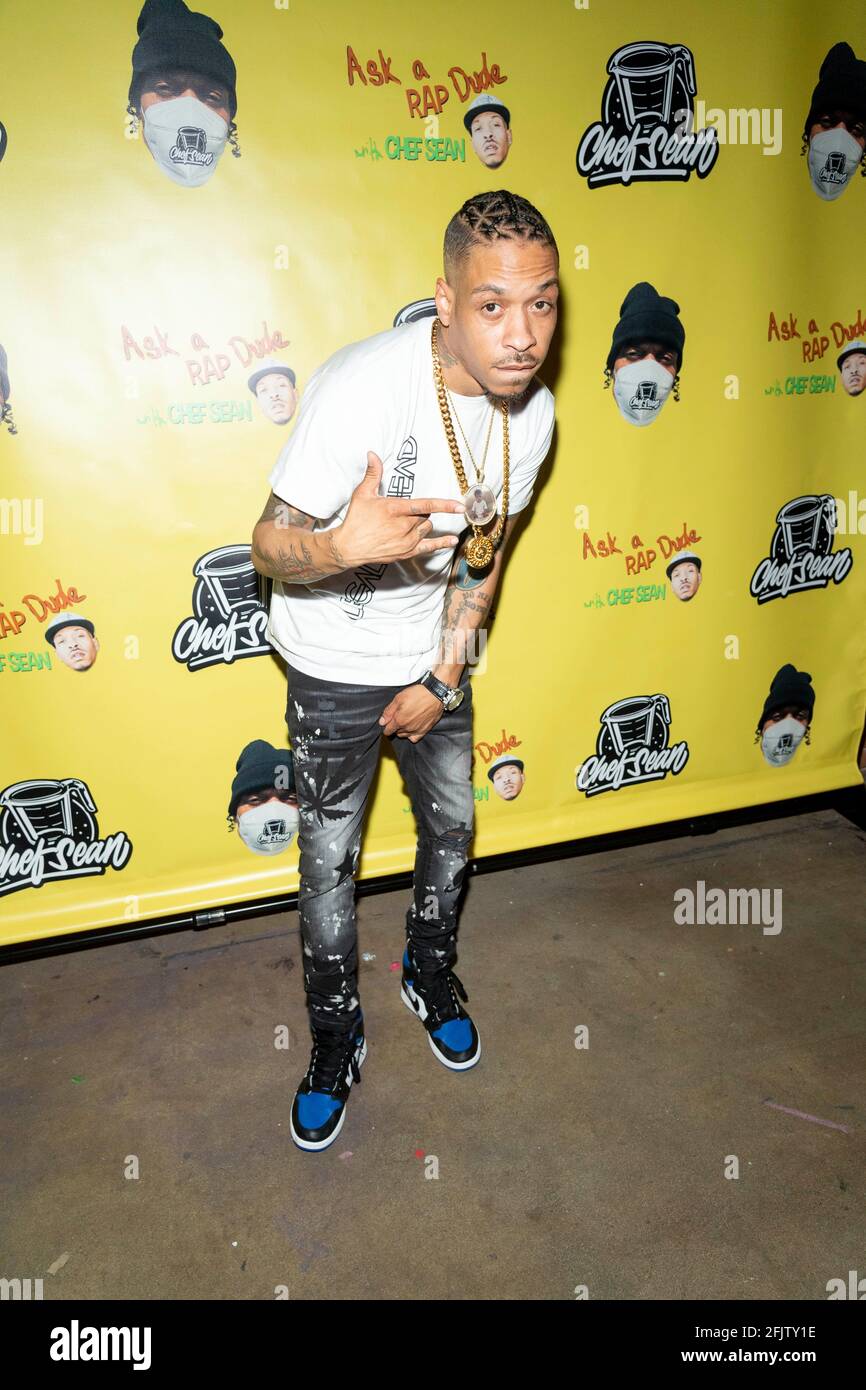 Lo chef Sean partecipa alle celebrazioni di 4.20 giorni 'Chiedi A Rap Dude' vi porta al lancio di un marchio di abbigliamento Lifestyle a Ground Level, Los Angeles, CA il 20 aprile 2021 Foto Stock