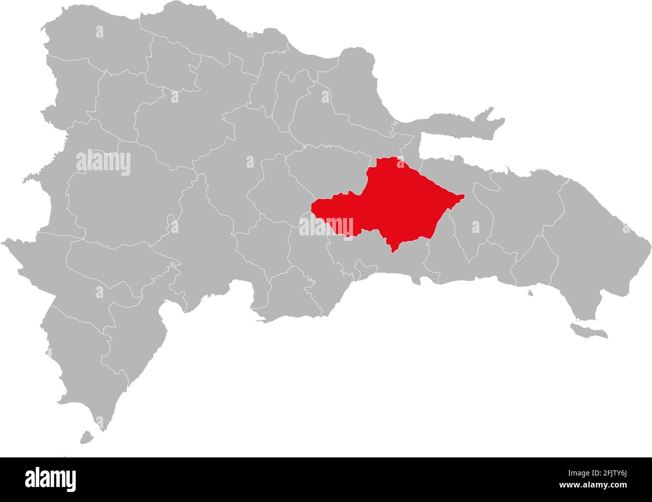 Provincia di Monte plata isolata Repubblica dominicana mappa. Sfondo grigio. Concetti e background aziendali. Illustrazione Vettoriale