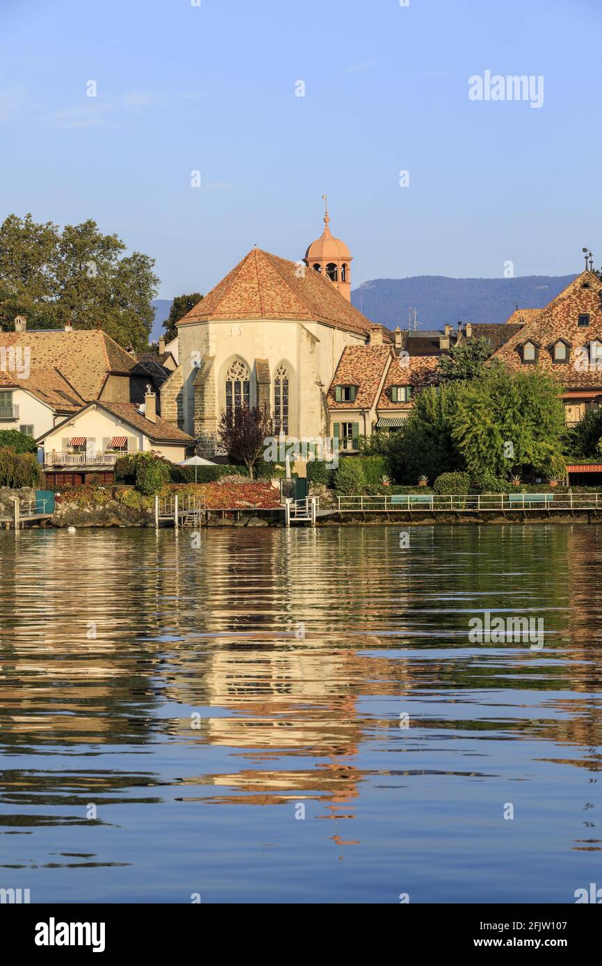 Svizzera, Cantone di Ginevra, Coppet, Lago Leman Foto Stock