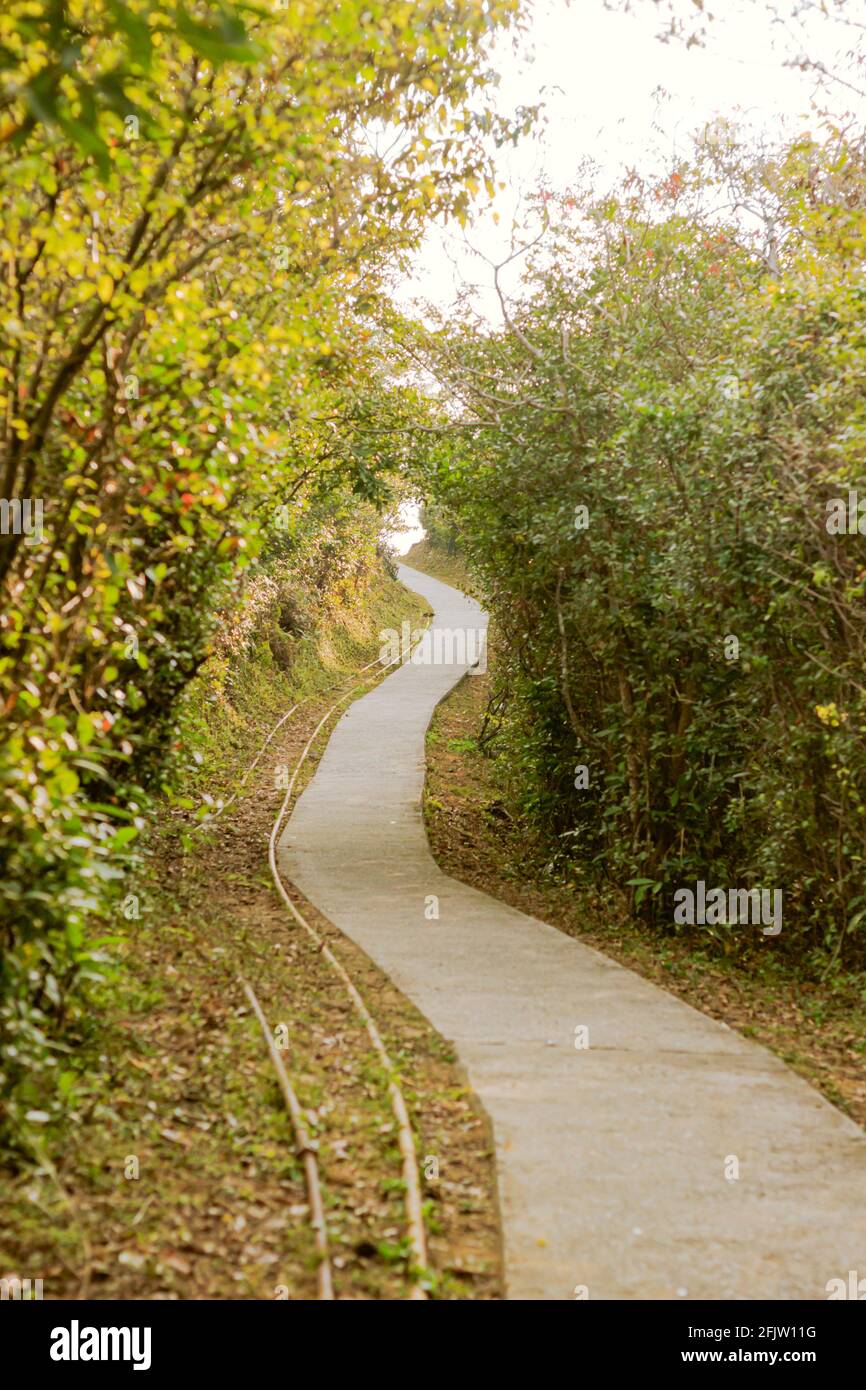 Percorso curvo sulla montagna. Foto Stock