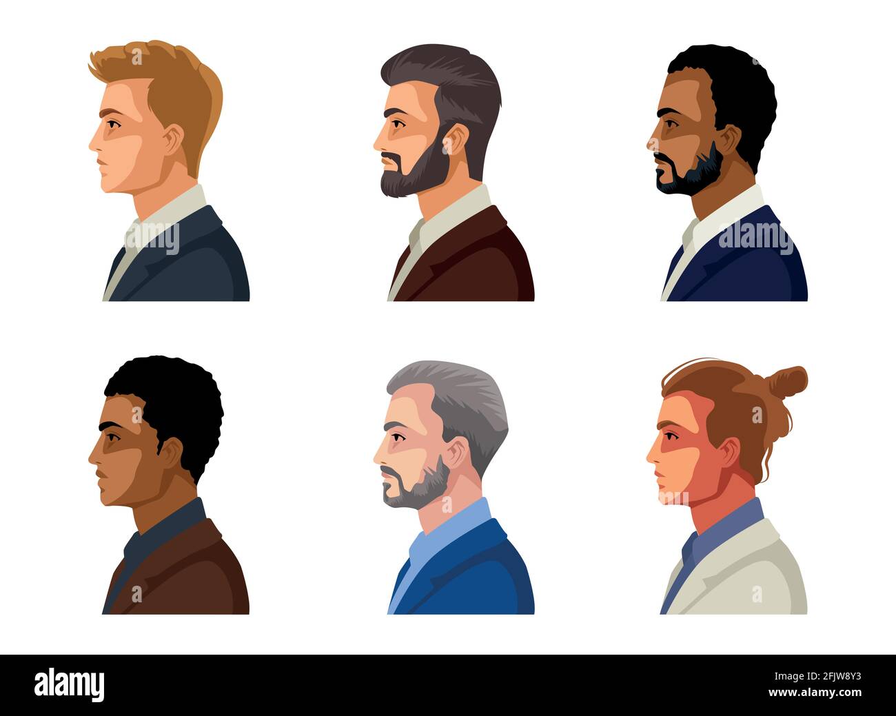 sei personaggi maschili Illustrazione Vettoriale