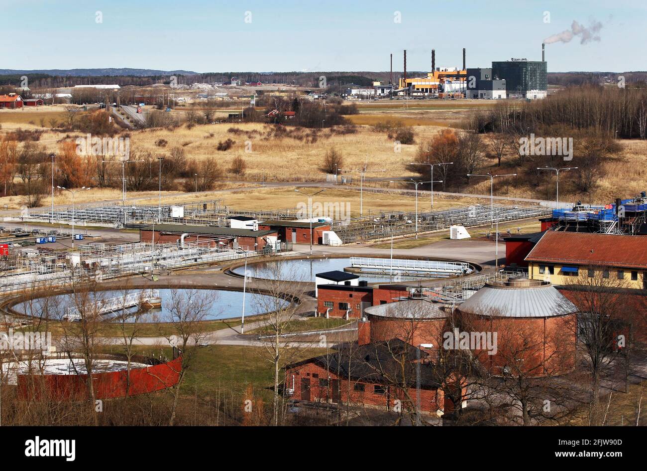 Un impianto di trattamento delle acque reflue in un comune. Foto Stock