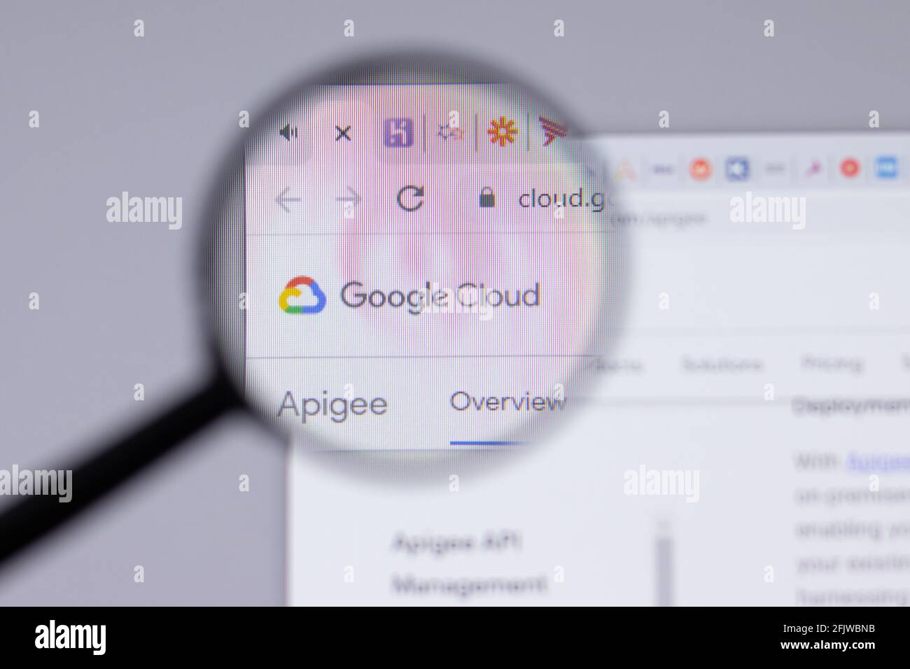New York, USA - 26 Aprile 2021: Primo piano del logo Google Cloud sulla pagina del sito, Editoriale illustrativo Foto Stock