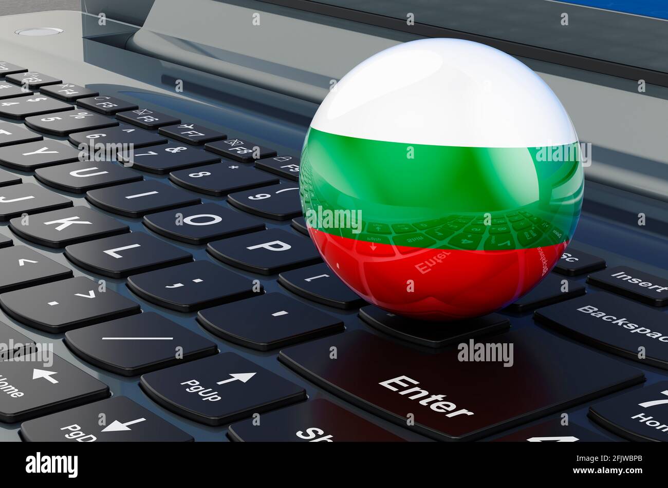 Bandiera bulgara sulla tastiera del computer portatile. Business online,  e-Education, shopping in Bulgaria concetto. Rendering 3D Foto stock - Alamy