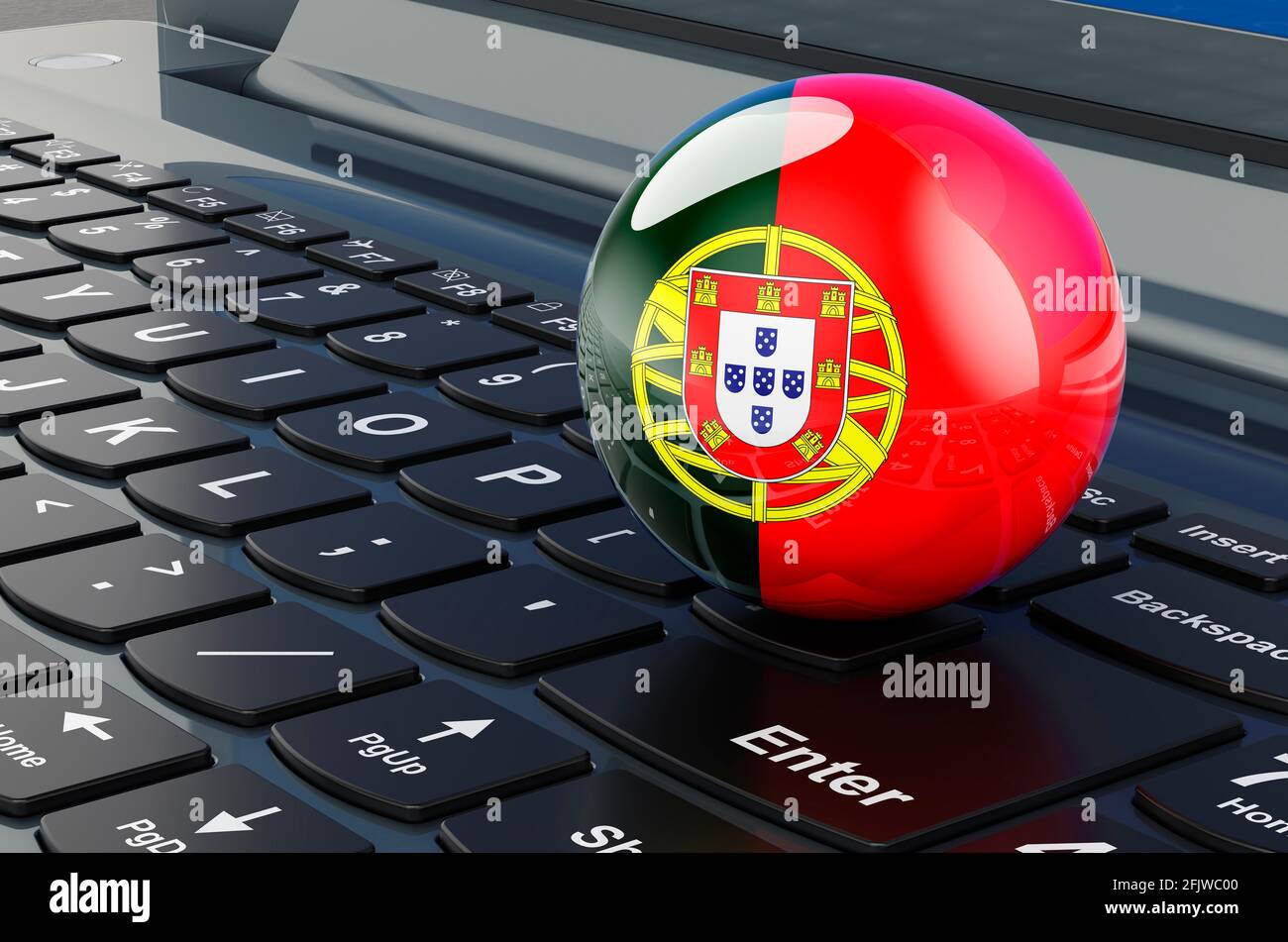 Bandiera portoghese sulla tastiera del computer portatile. Business online,  e-Education, shopping in Portogallo concetto. Rendering 3D Foto stock -  Alamy