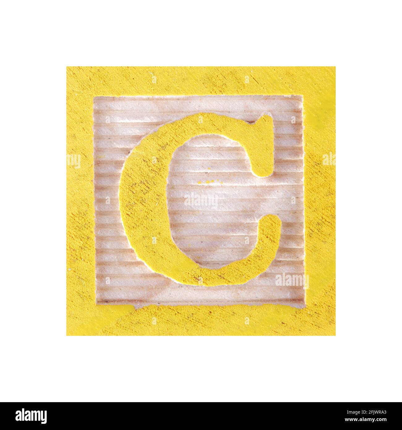 Blocchetto di legno di bambino di lettera C su bianco con percorso di ritaglio Foto Stock