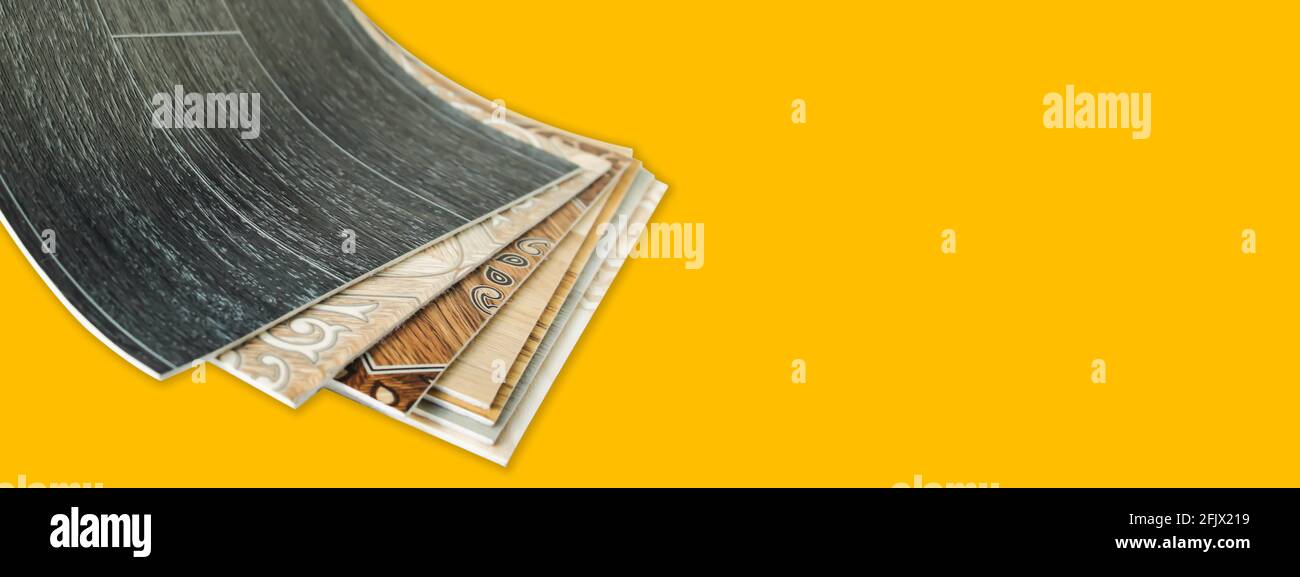 Linoleum. Campioni di pavimenti. Un set di pezzi di linoleum Foto Stock