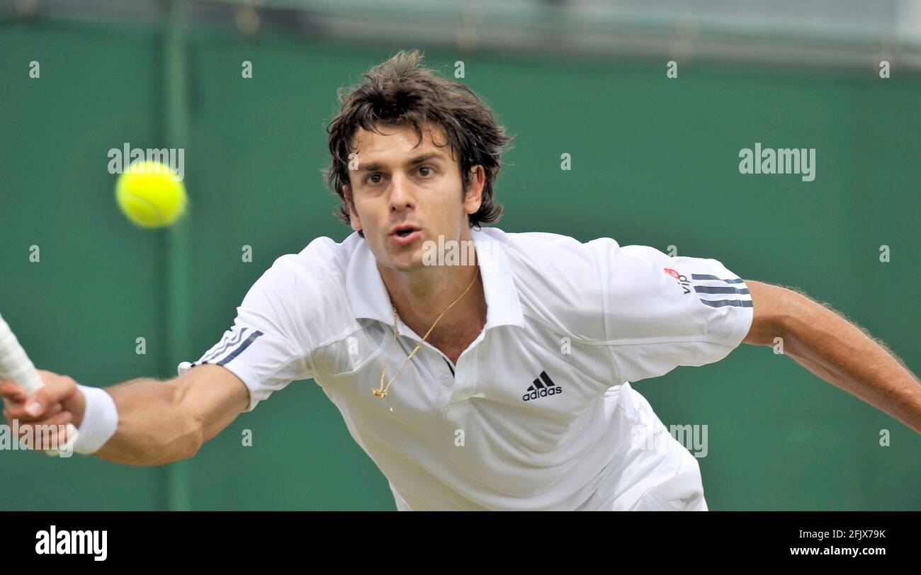 WIMBLEDON CAMPIONATI DI TENNIS 2008. 7° GIORNO 30/6/2008 M.ANCIC DURANTE LA SUA PARTITA CON F.VERDASCO. IMMAGINE DAVID ASHDOWN Foto Stock