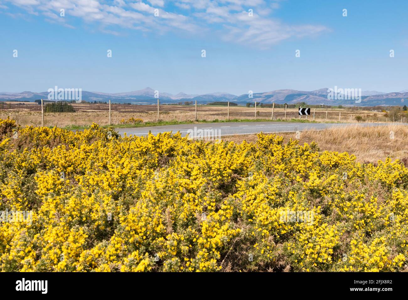 B822 Road (Crow Road) punto panoramico e parcheggio tra Fintry e Kippen - un percorso popolare tra ciclisti, Stirling, Scozia, Regno Unito Foto Stock