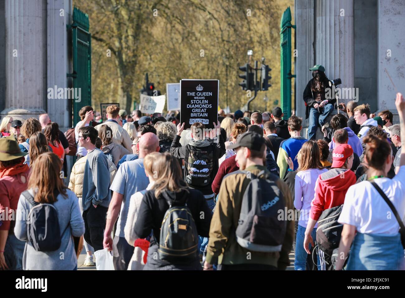 Londra, Regno Unito. 24 aprile 2021. Protesta 'Unisci per la libertà'. Protesta anti-blocco e passaporti anti-vaccino ad Hyde Park. Credito: Waldemar Sikora Foto Stock