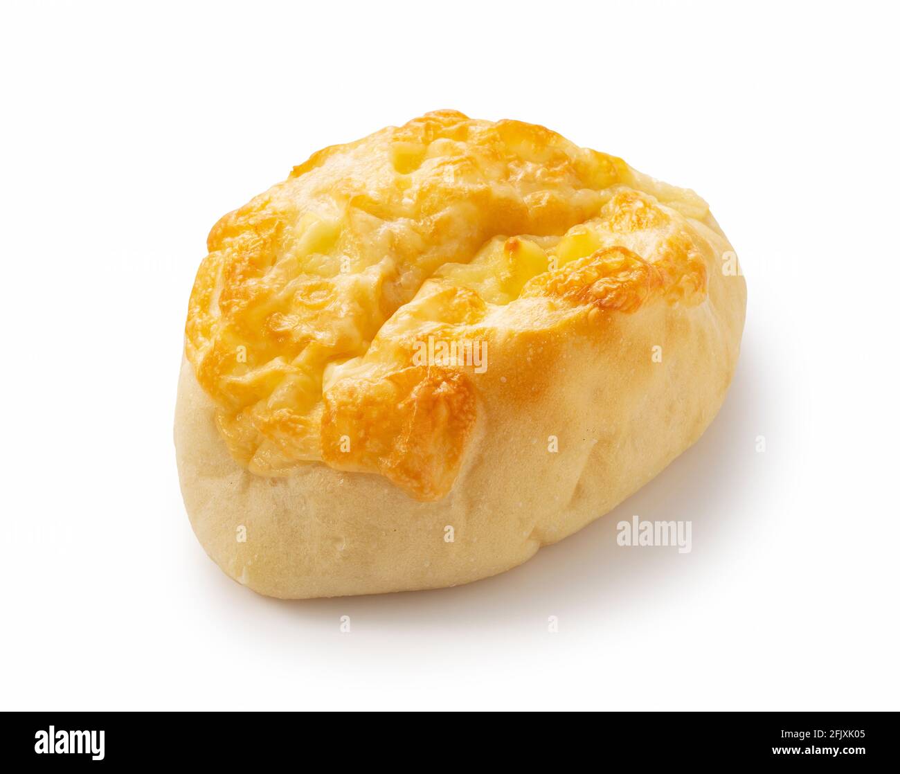 Formaggio pane francese posto su uno sfondo bianco. Pane da cucina giapponese Foto Stock