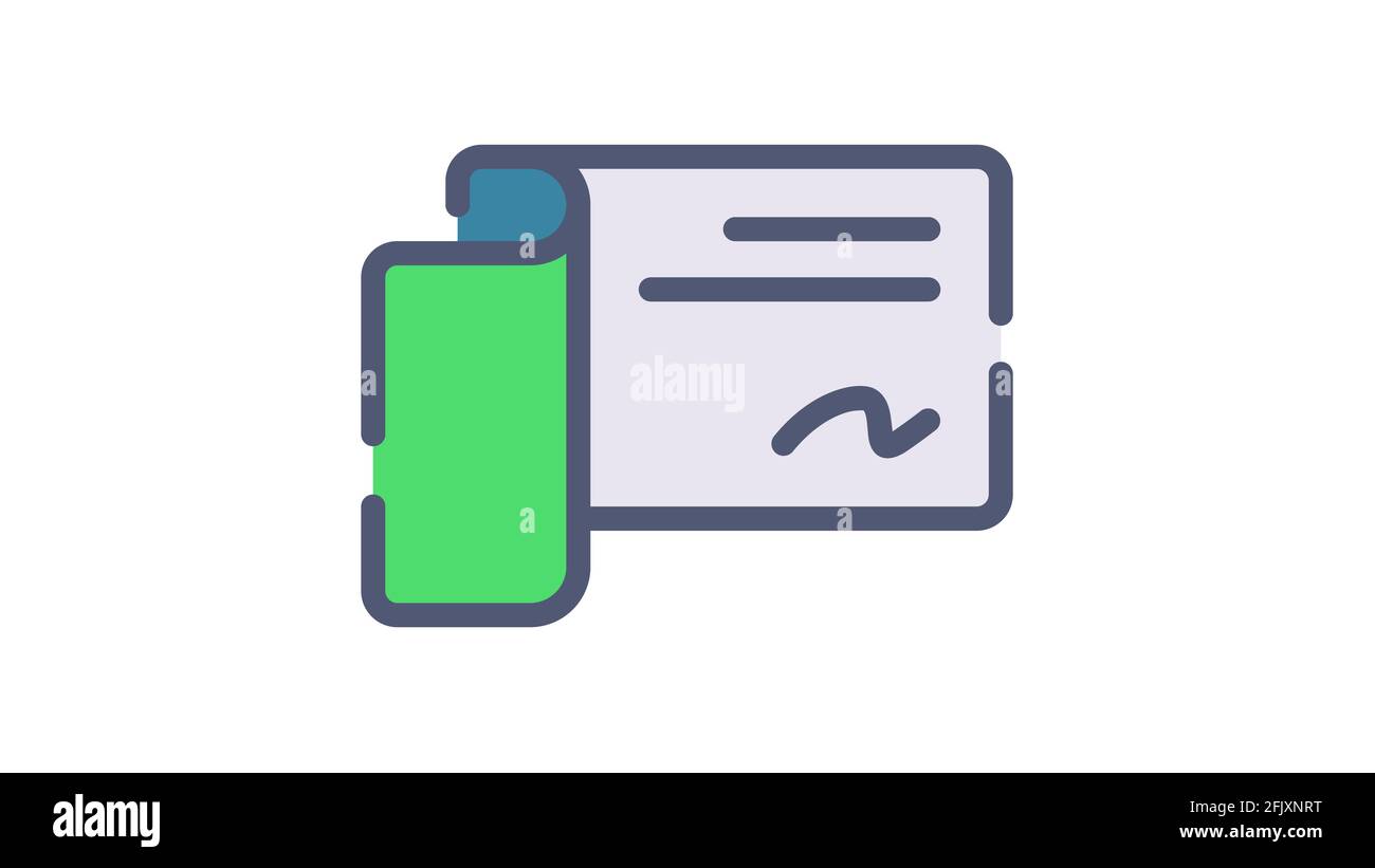 controllare l'icona singola isolata della fattura con un'unica icona isolata con tratteggio piatto o illustrazione vettoriale tratteggiata Foto Stock