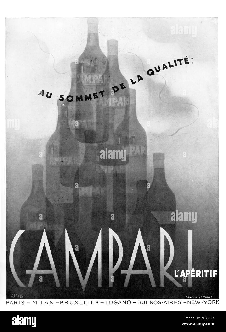 Bevanda alcolica francese d'epoca "Campari l'aperitivo" Annuncio (qualità poster A3+, 600 dpi) Foto Stock