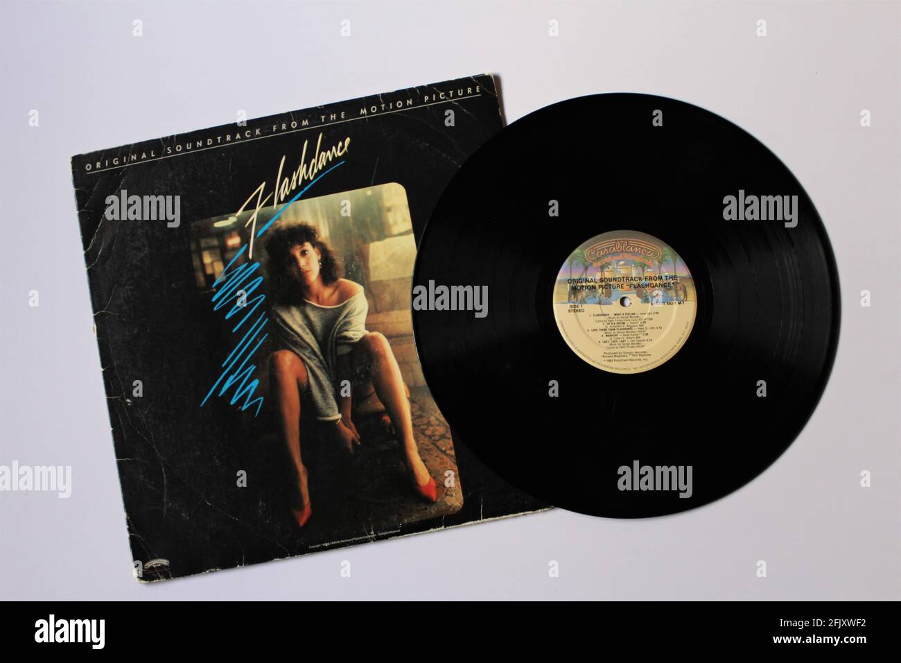 Flashdance movie colonna sonora originale della Motion Picture su disco LP con disco in vinile. Foto Stock
