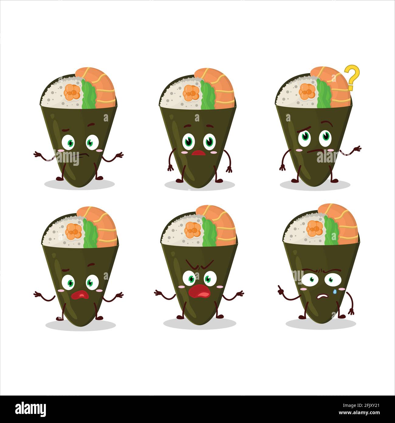 Carattere cartoon di temaki con che espressione. Illustrazione vettoriale Illustrazione Vettoriale