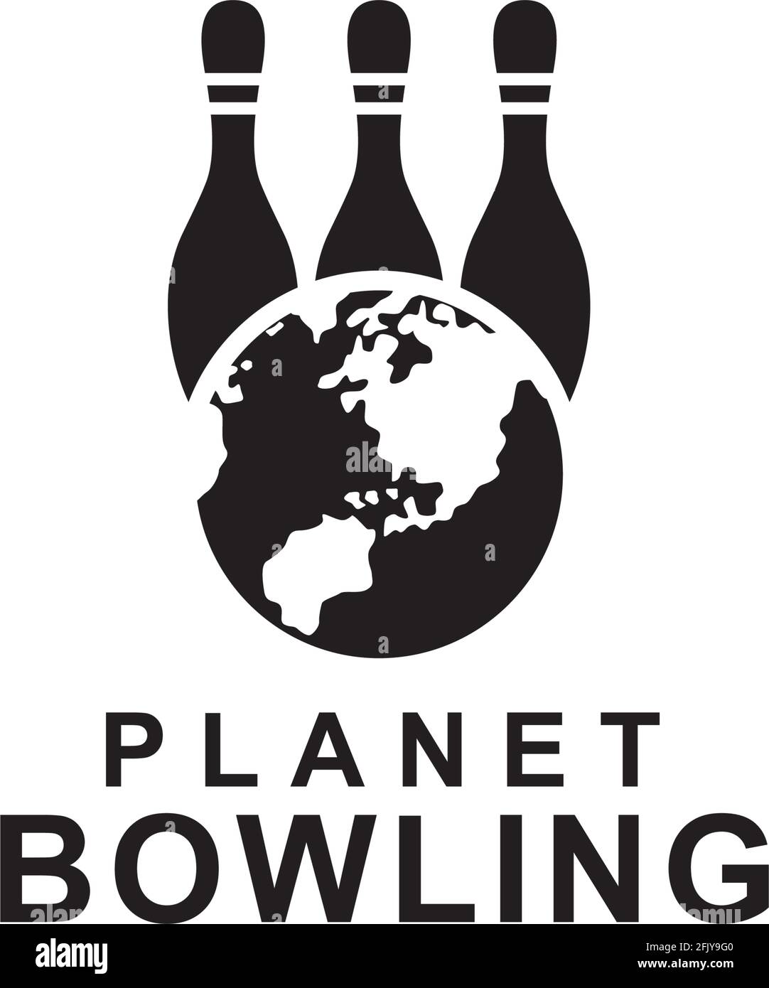 Modello vettoriale di disegno del logo del bowling del mondo Illustrazione Vettoriale