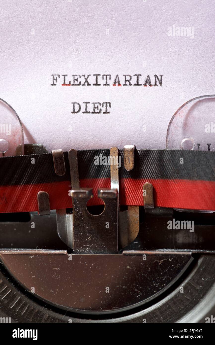 Frase di dieta Flexitarian scritta con una macchina da scrivere. Foto Stock