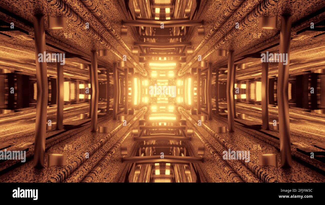 Illustrazione 3d del tunnel UHD 4K a forma di croce Foto Stock