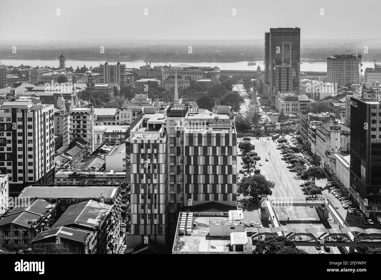 Yangon Skyline, Yangon, Myanmar. Foto Stock