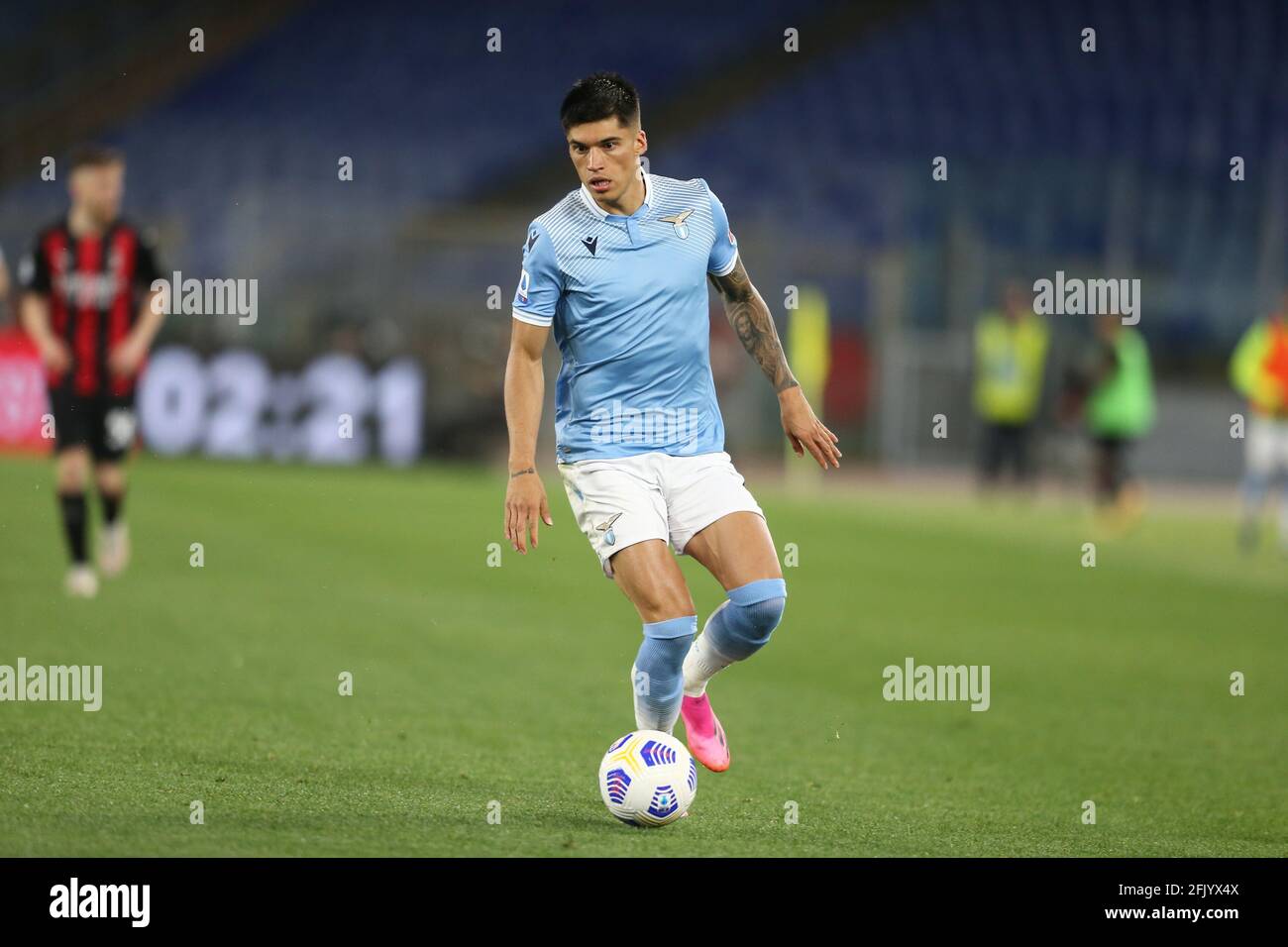 Nel corso della Serie UNA partita di calcio tra le SS Lazio e Milano allo Stadio Olimpico di Roma, il 26 aprile 2021 Foto Stock