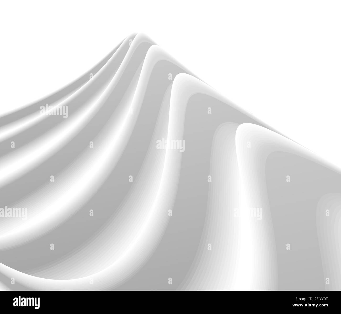 Primo piano illustrazione della vetta bianca della montagna, grafica 3d con onde, cono bianco su sfondo bianco Illustrazione Vettoriale