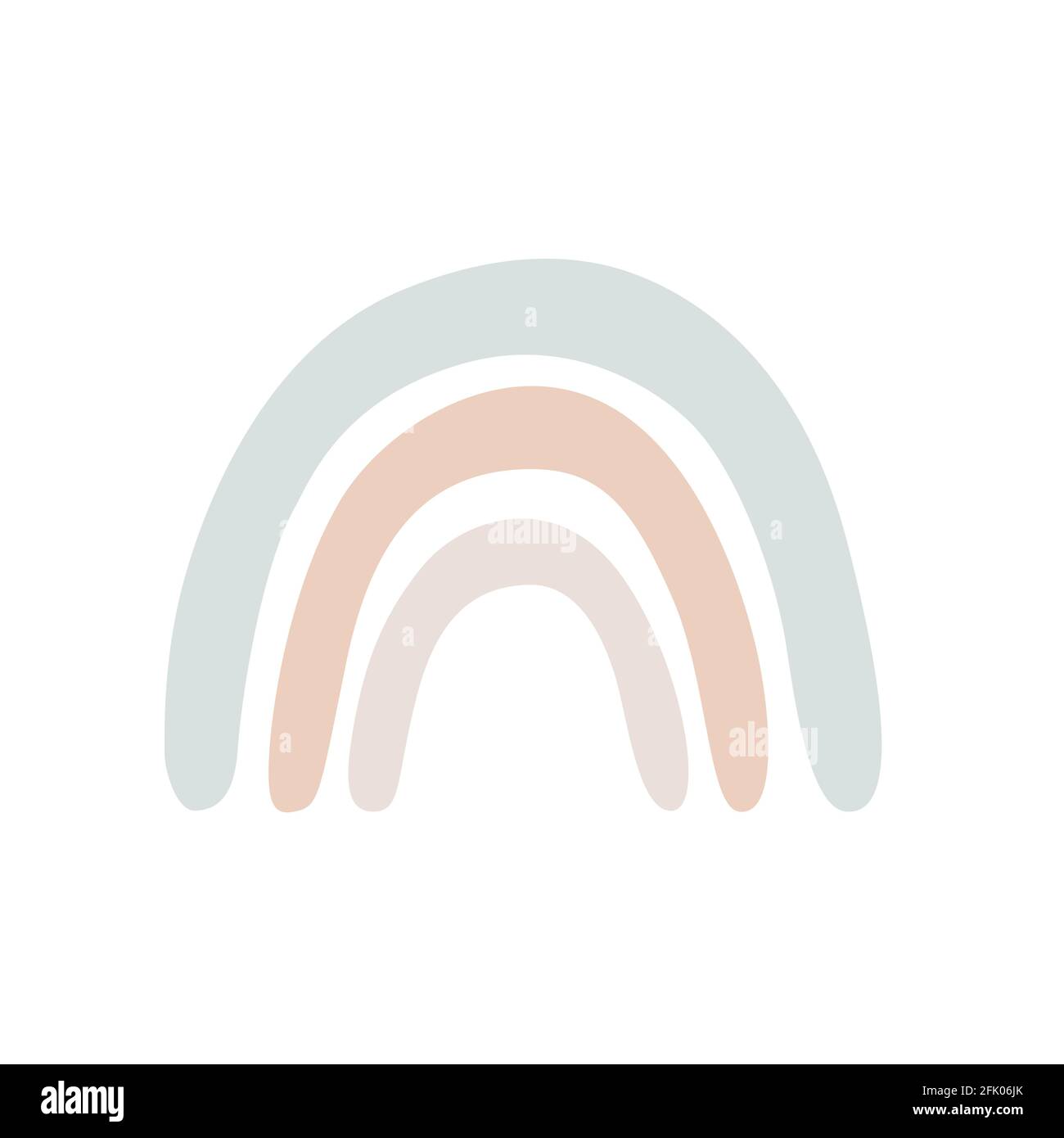 Semplice cartone animato arcobaleno isolato su bianco. Disegno del bambino per l'invito di compleanno o acquazzone del bambino, manifesto, vestiti, arte della parete del vivaio e cartolina. Illustrazione Vettoriale